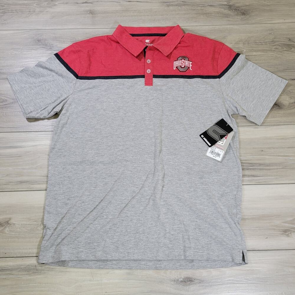 Ohio State Polo Shirt Men's Large Heathered Gray Colosseum Short Sleeve New
